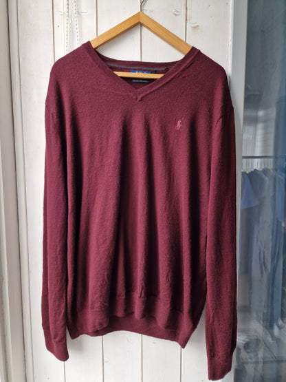 Pull col V prune en laine - XXL/44