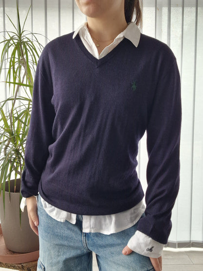 Pull col V bleu marine - M/38