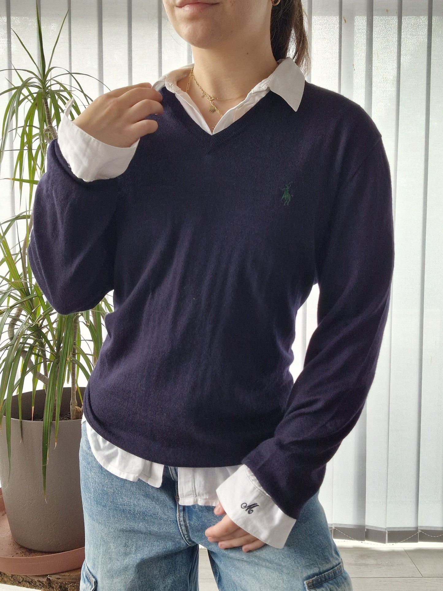 Pull col V bleu marine - M/38