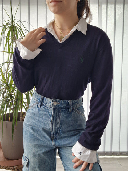 Pull col V bleu marine - M/38