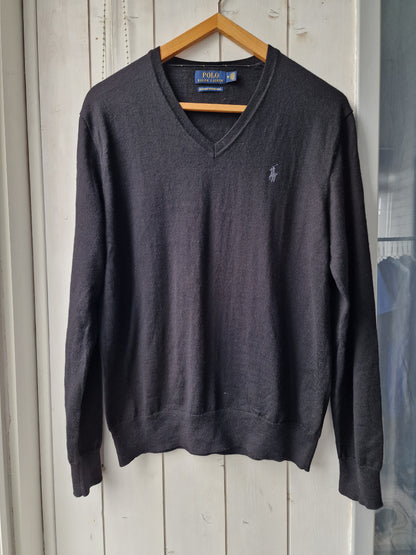 Pull col V en laine noire - M/38