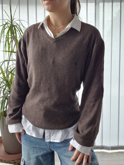 Pull col V marron - M/38