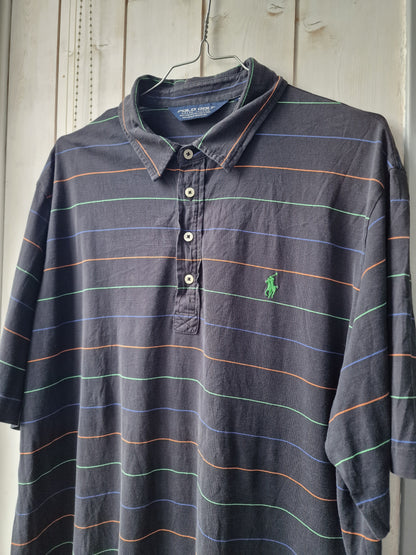 Polo MIXTE fin noir à rayures Ralph Lauren - XL/42