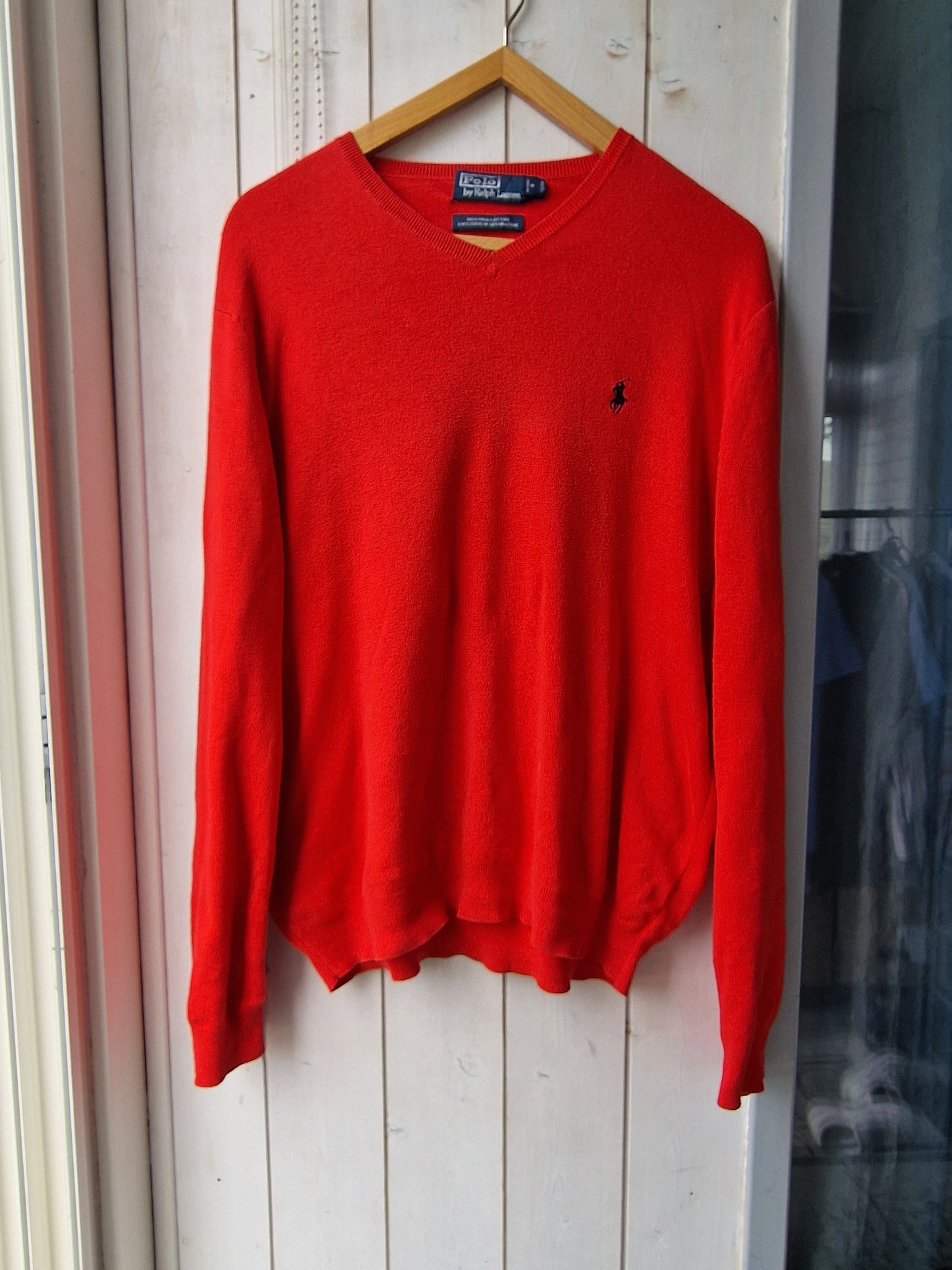 Pull col V en maille fine rouge - L/40