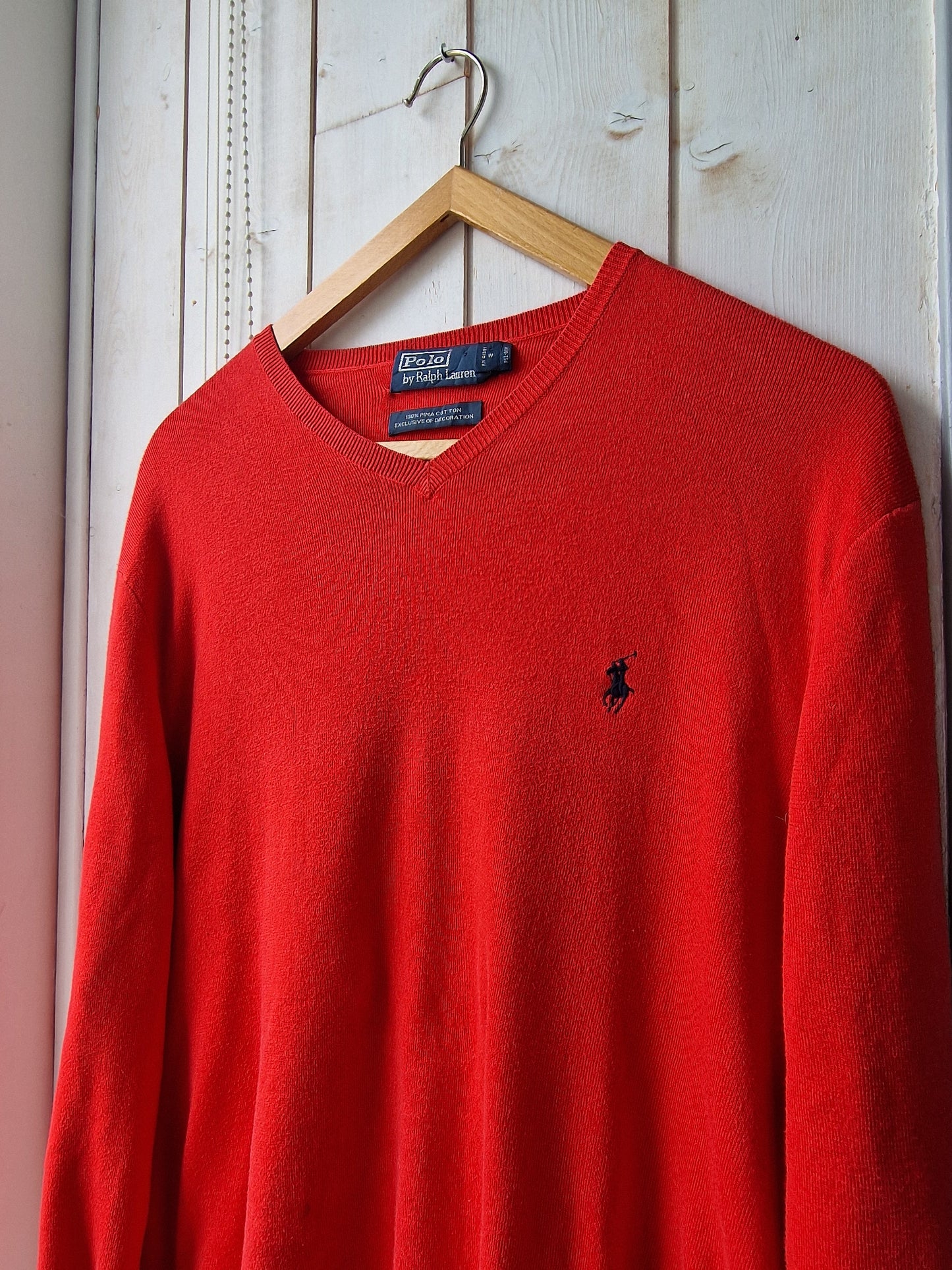 Pull col V en maille fine rouge - L/40