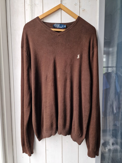 Pull col V marron - XL/42