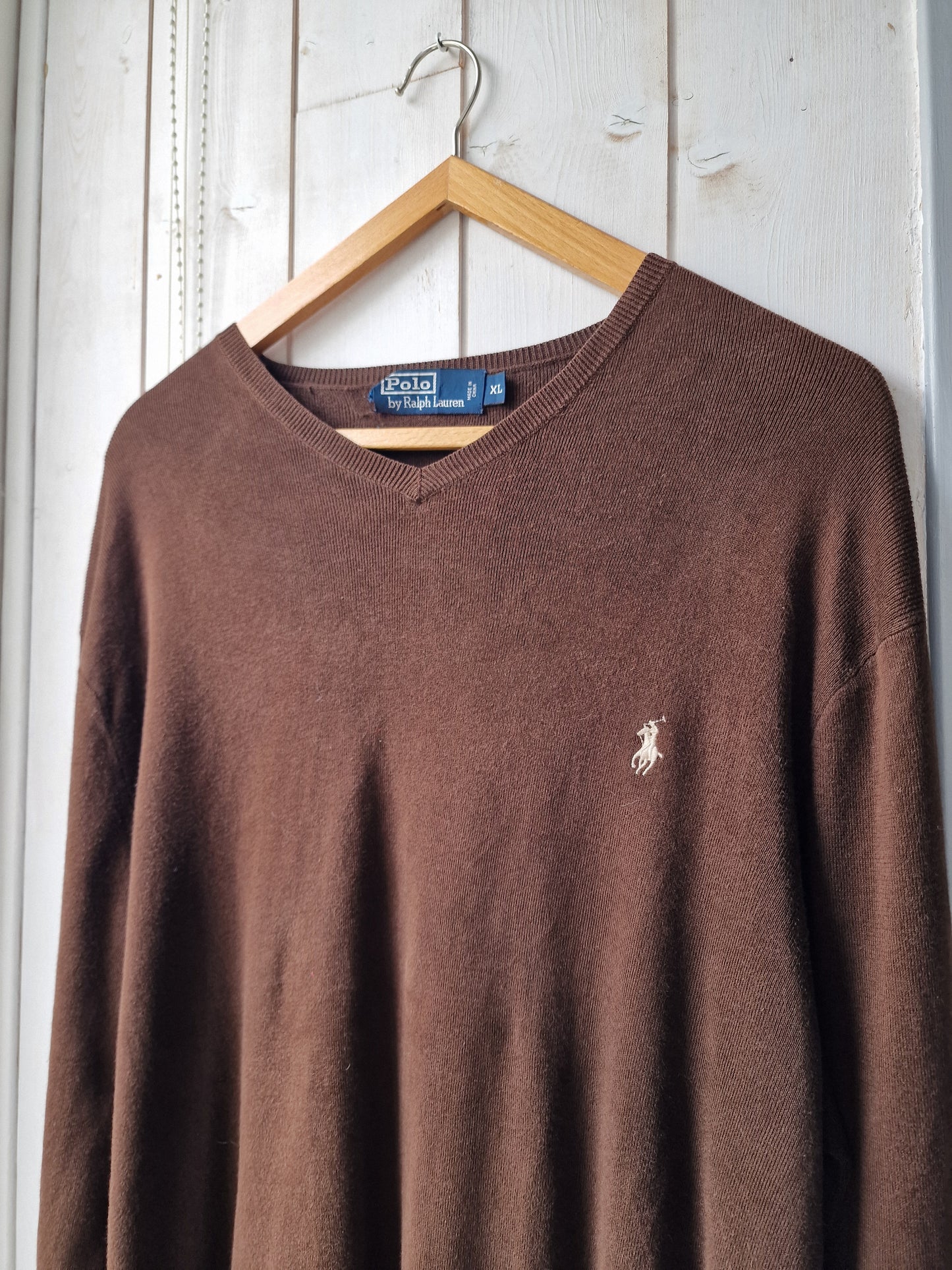 Pull col V marron - XL/42