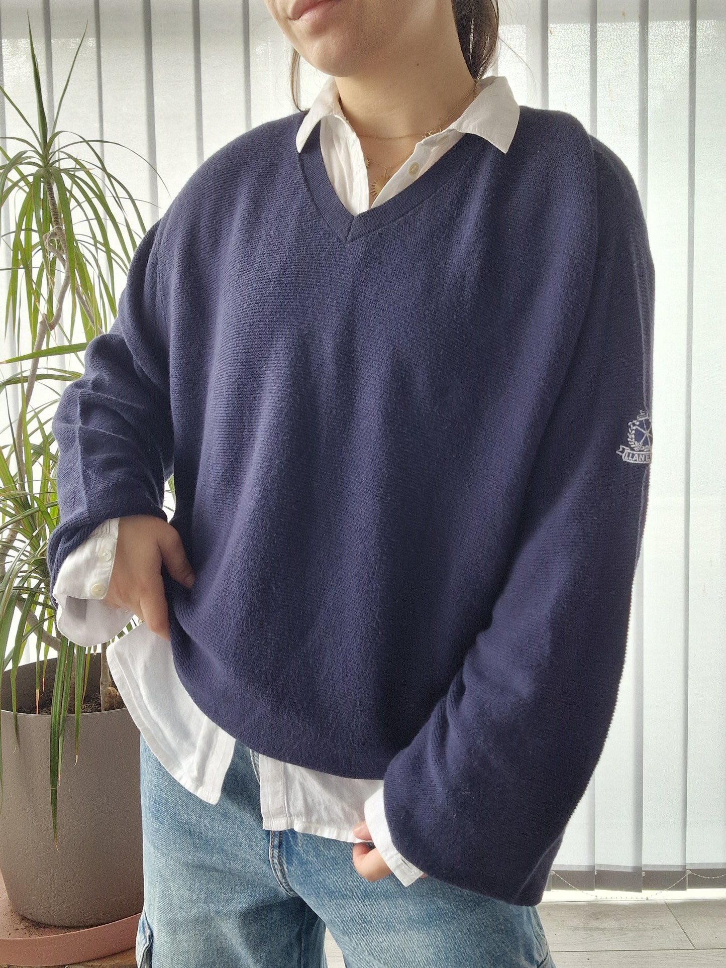 Pull col V bleu marine - XL/42