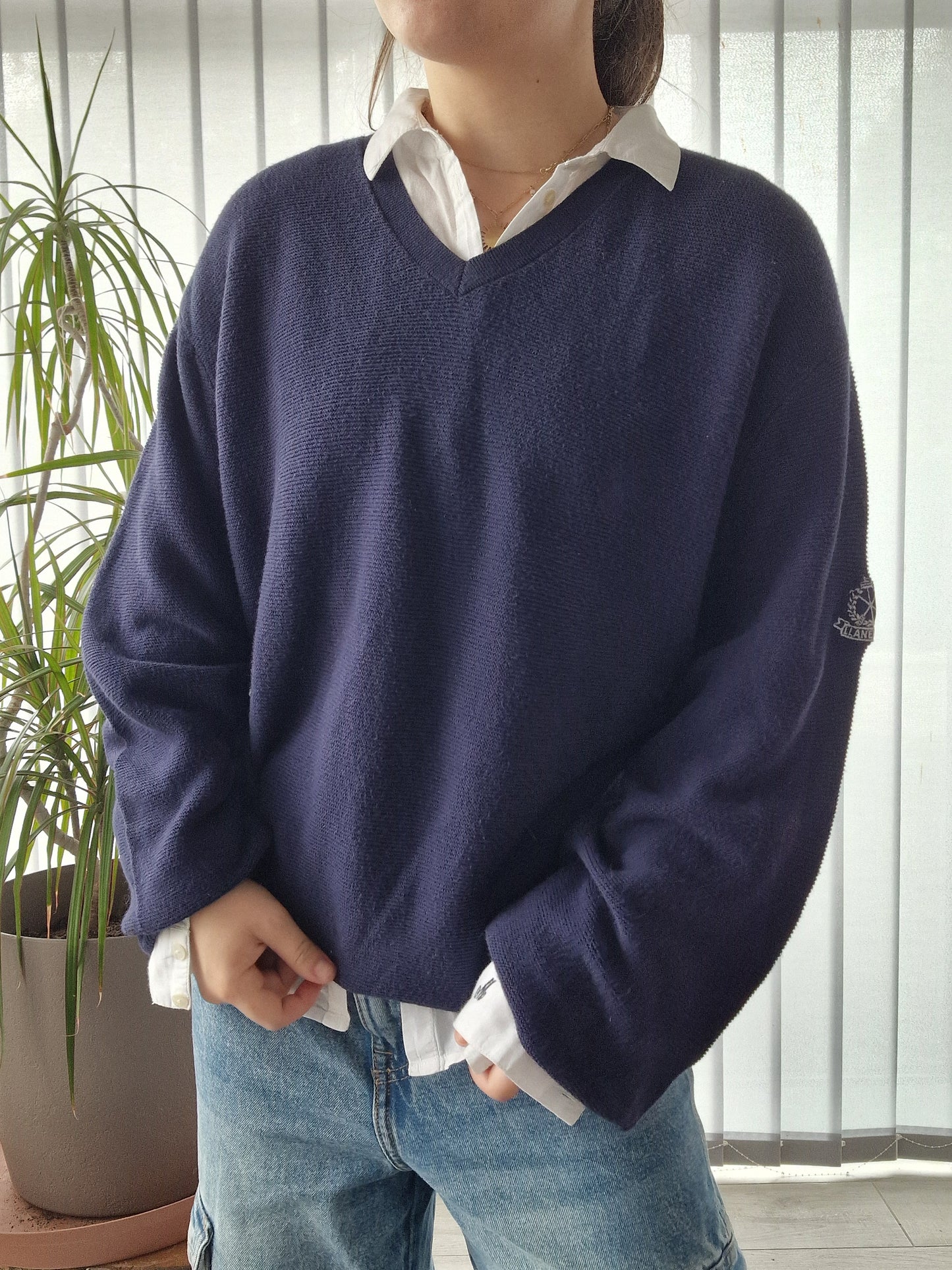 Pull col V bleu marine - XL/42