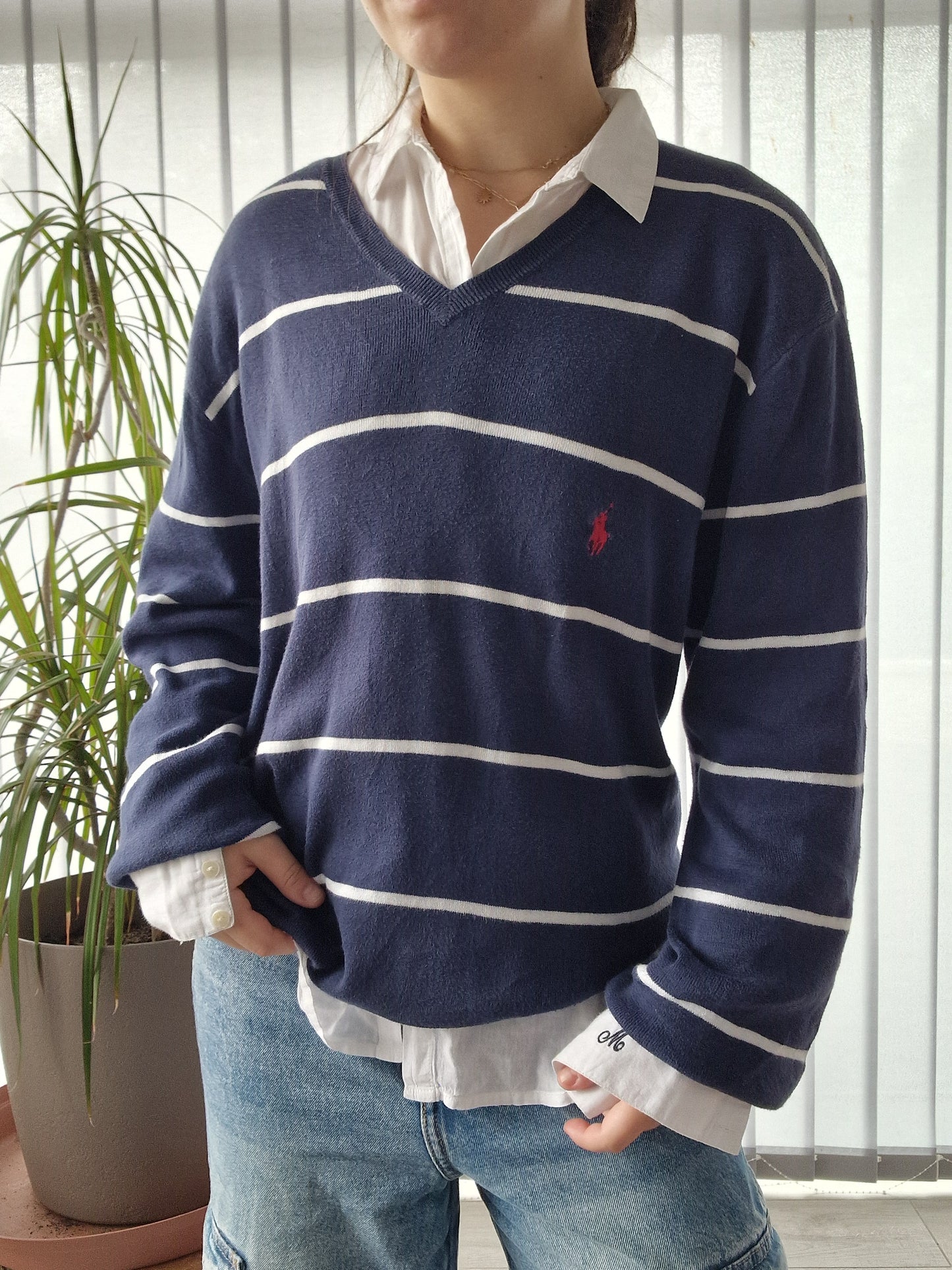 Pull col V marinière - XL/42