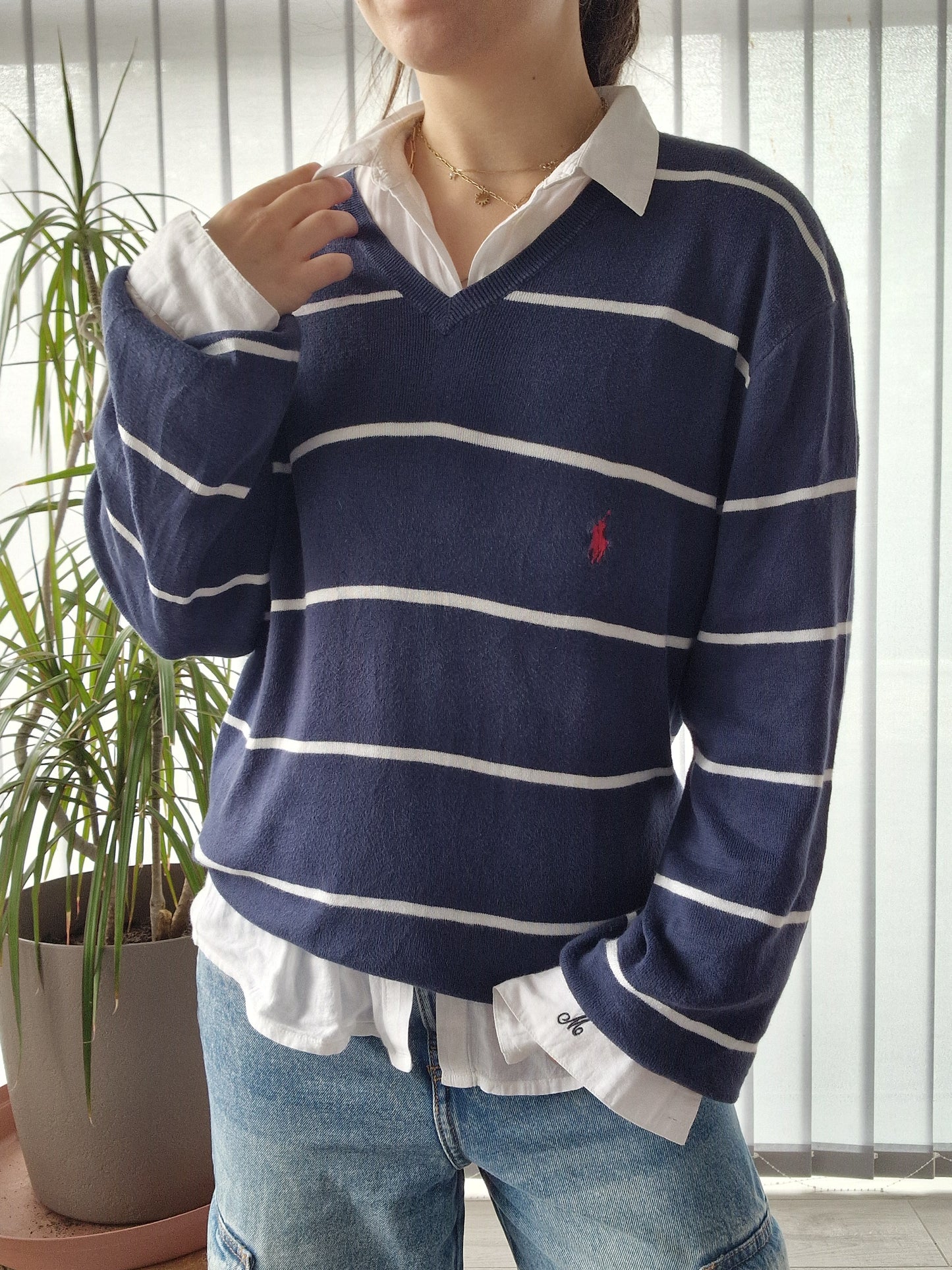 Pull col V marinière - XL/42