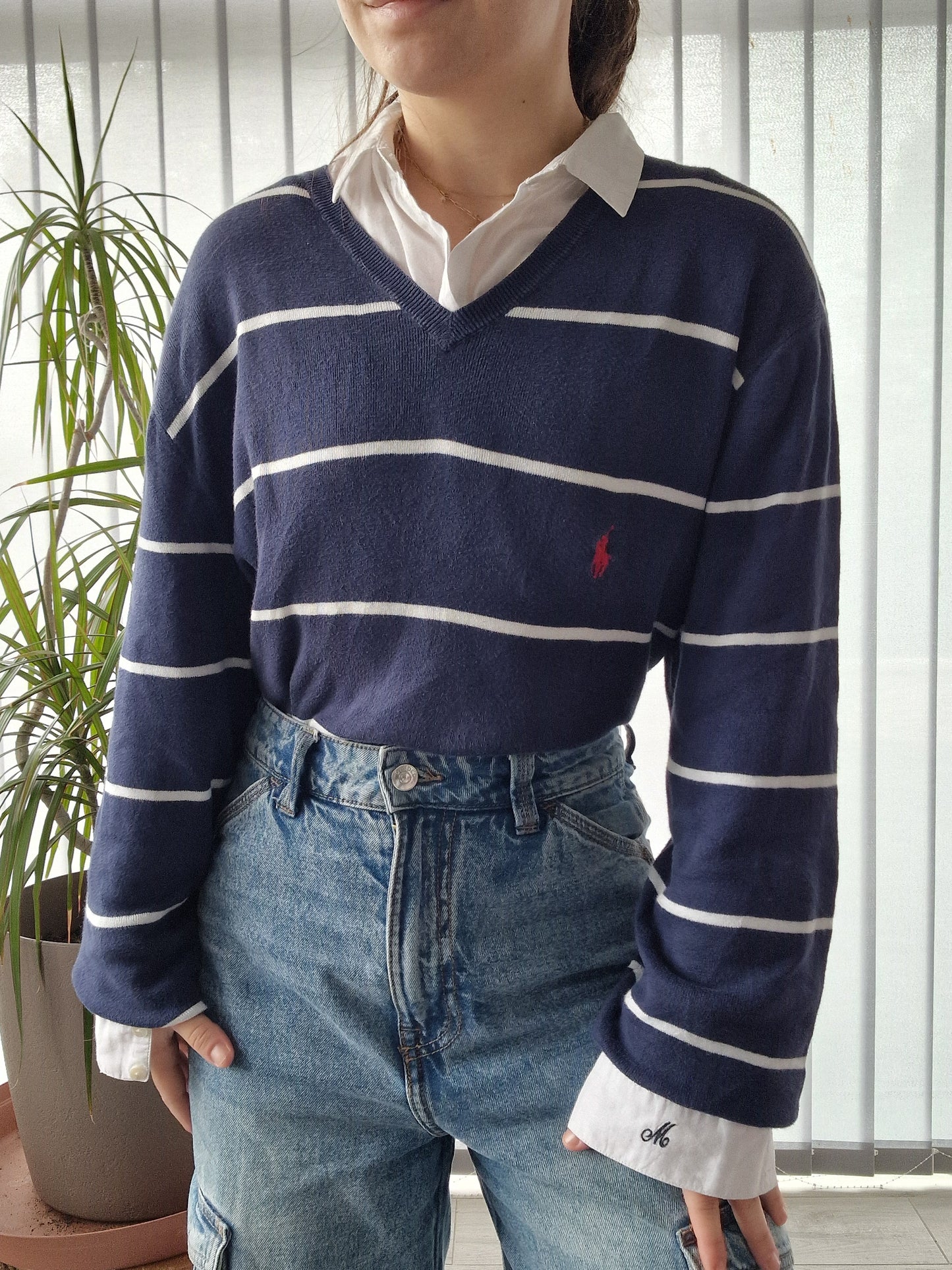 Pull col V marinière - XL/42