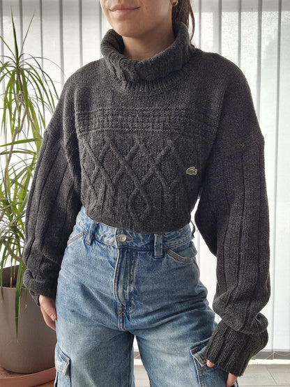 Pull col roulé gris foncé des années 80' - XL/42