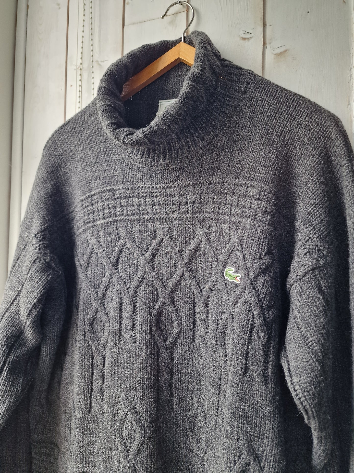 Pull col roulé gris foncé des années 80' - XL/42