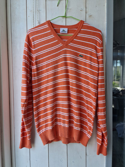 Pull léger orange à rayures des années 90' Lacoste - S/M