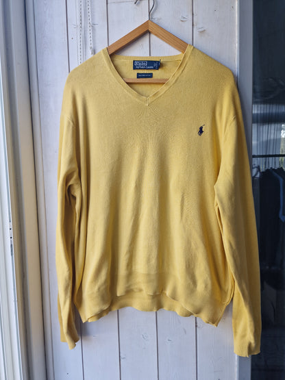 Pull col V en maille fine jaune - XL/42