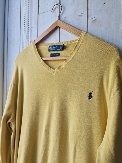 Pull col V en maille fine jaune - XL/42