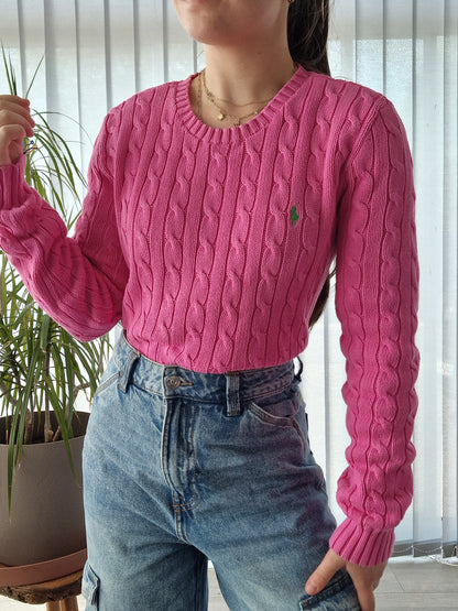 Pull en maille torsadée rose fushia - M/38