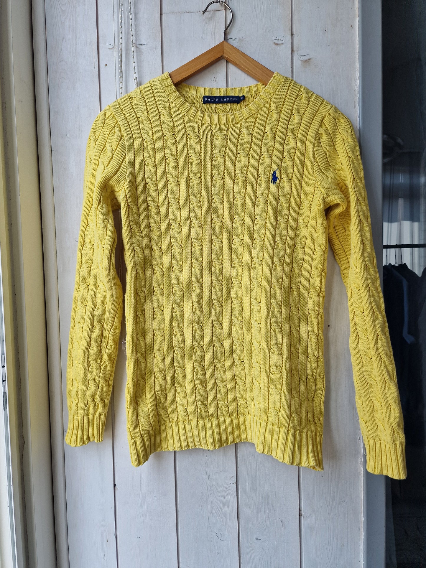 Pull en maille torsadée jaune - XS/34