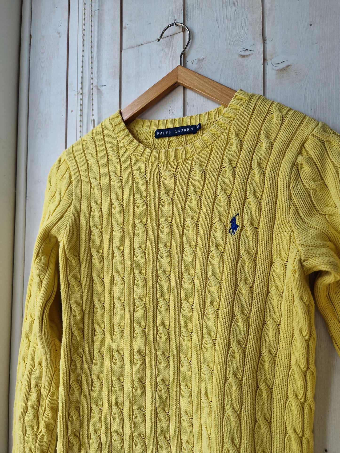 Pull en maille torsadée jaune - XS/34