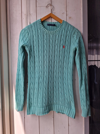 Pull en maille torsadée turquoise - XS/34