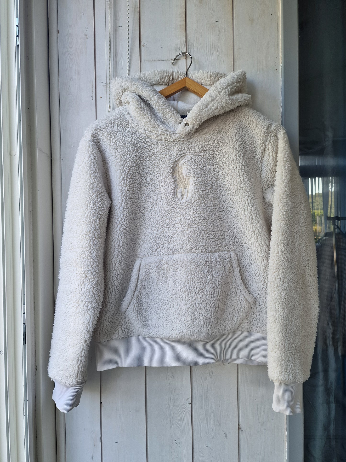 Sweat à capuche en moumoute blanc - S/36