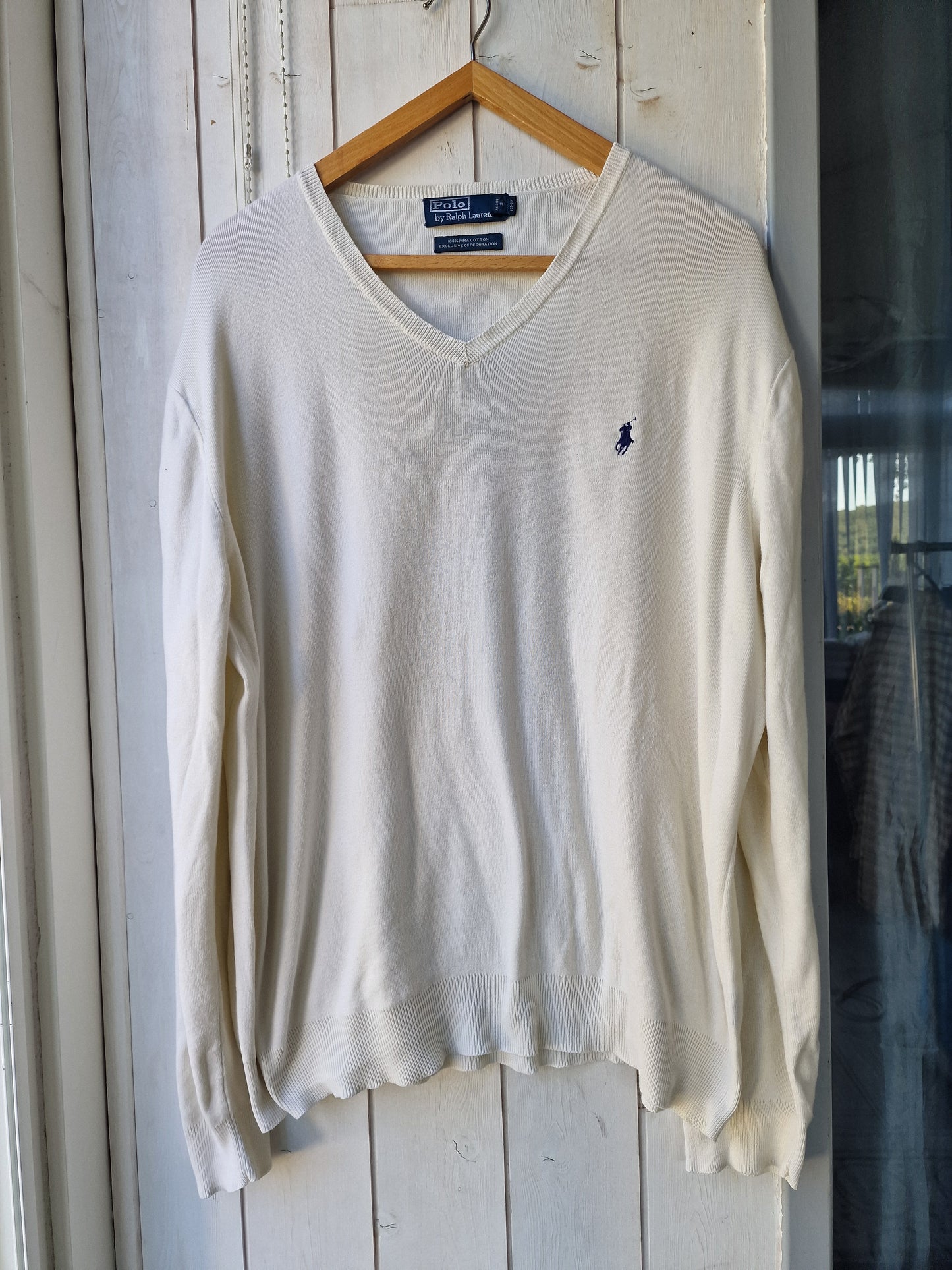 Pull col V en maille fine crème - XL/42