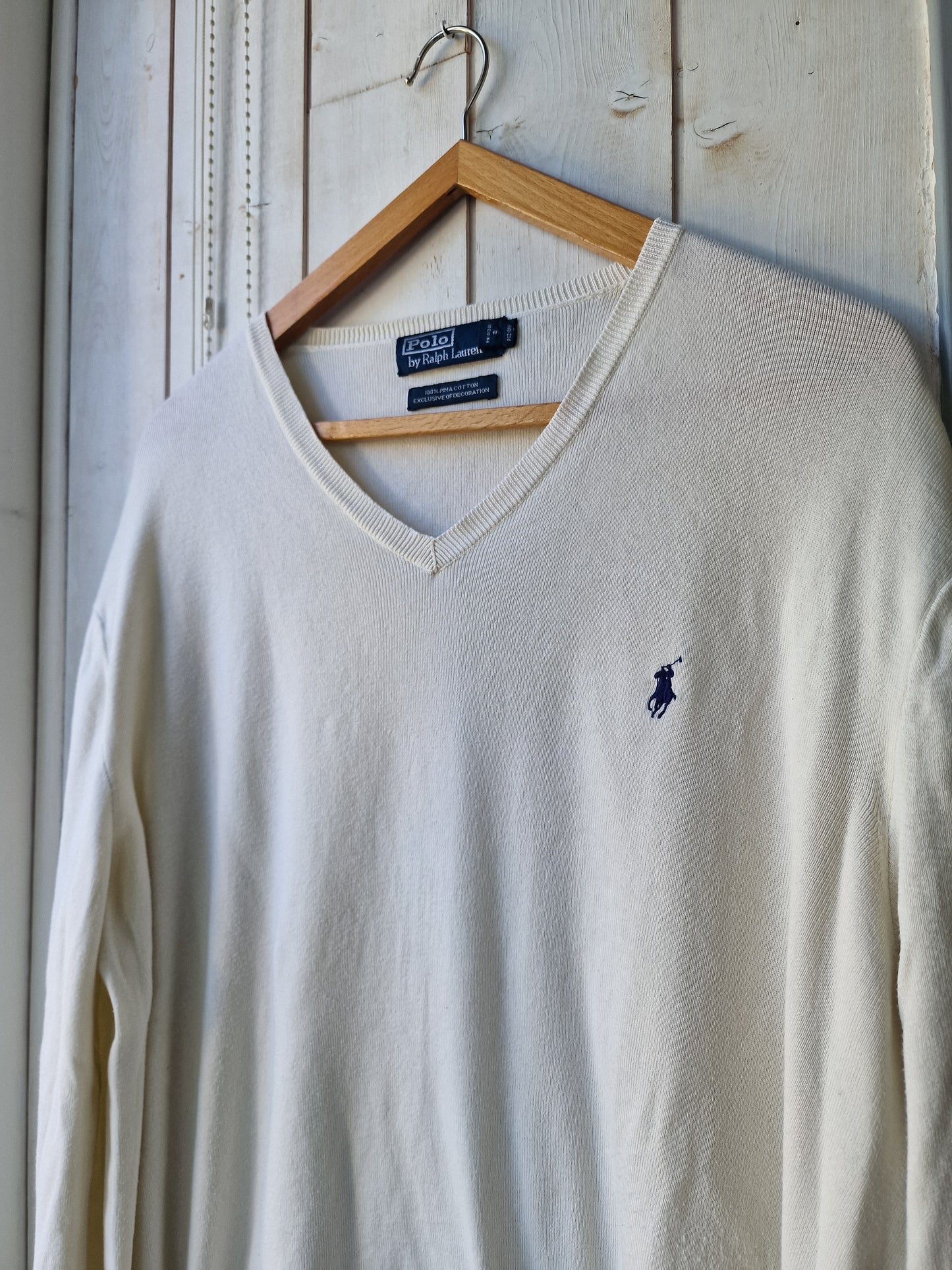 Pull col V en maille fine crème - XL/42