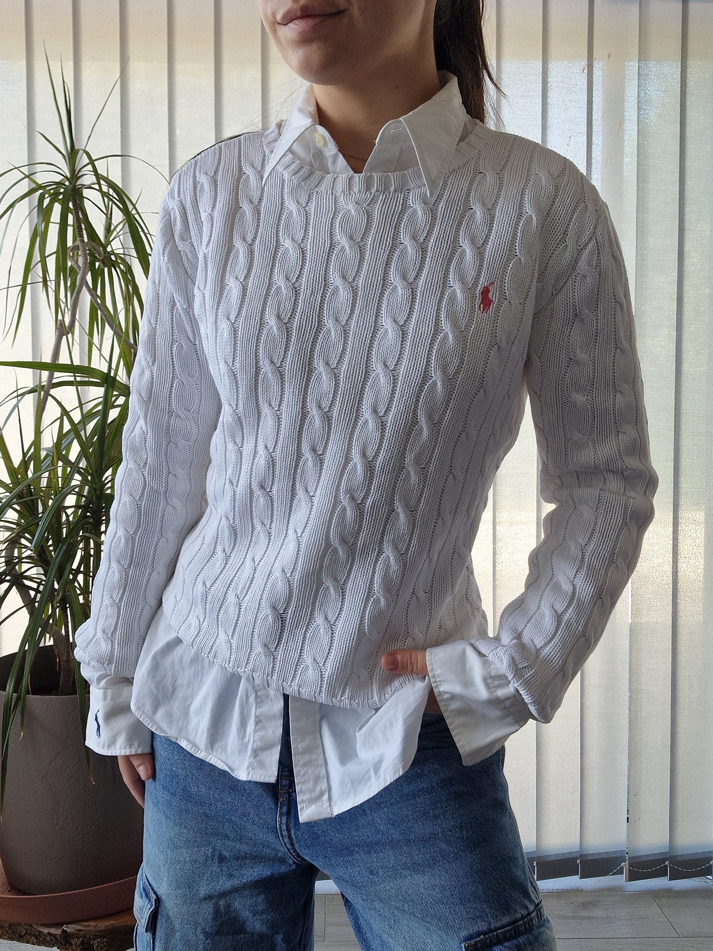 Pull en maille torsadée blanc - S/36