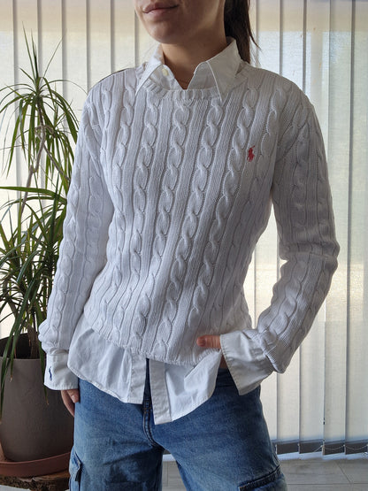 Pull en maille torsadée blanc - S/36