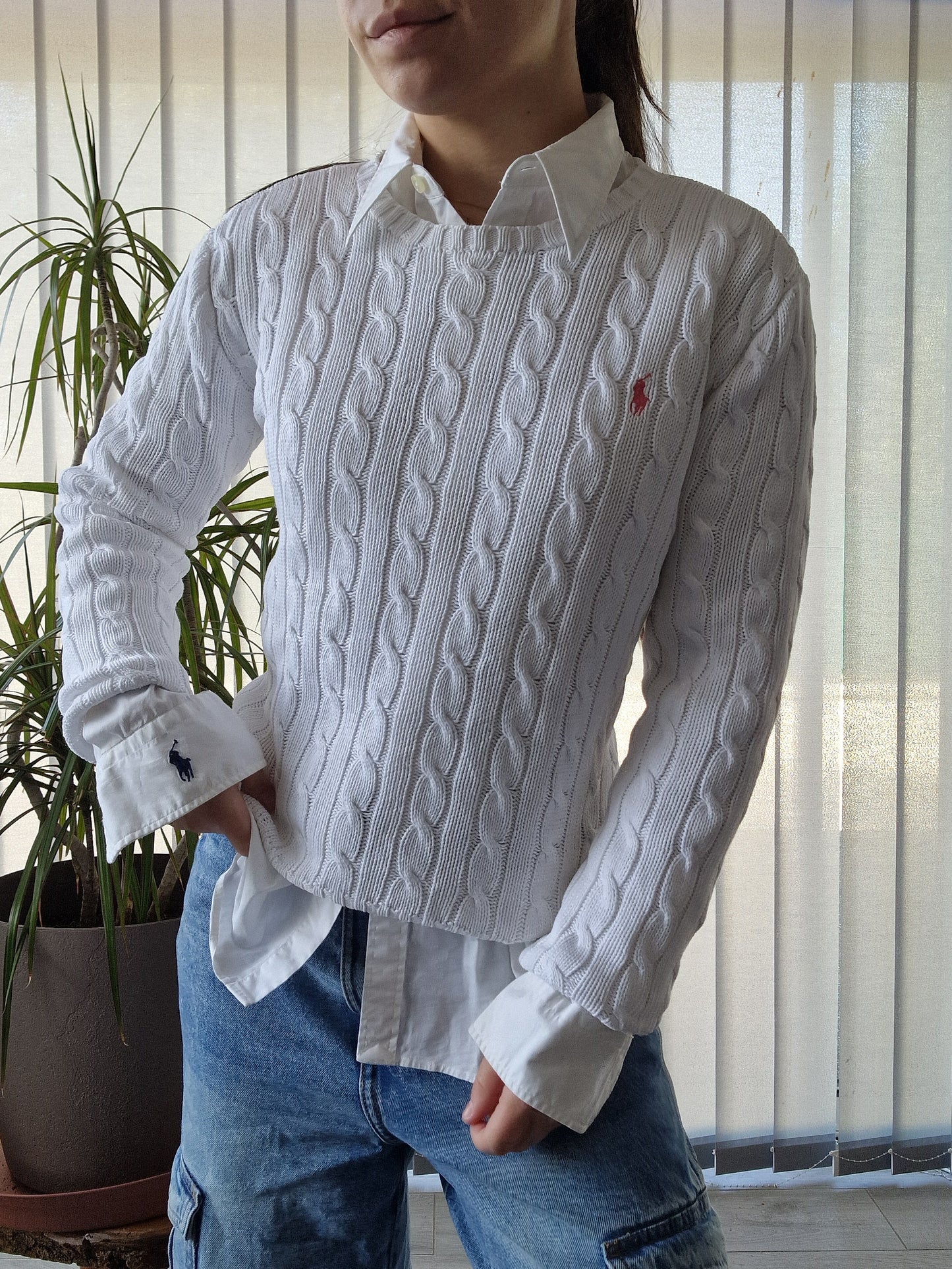 Pull en maille torsadée blanc - S/36