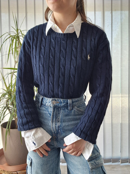 Pull en maille torsadée marine - XL/42