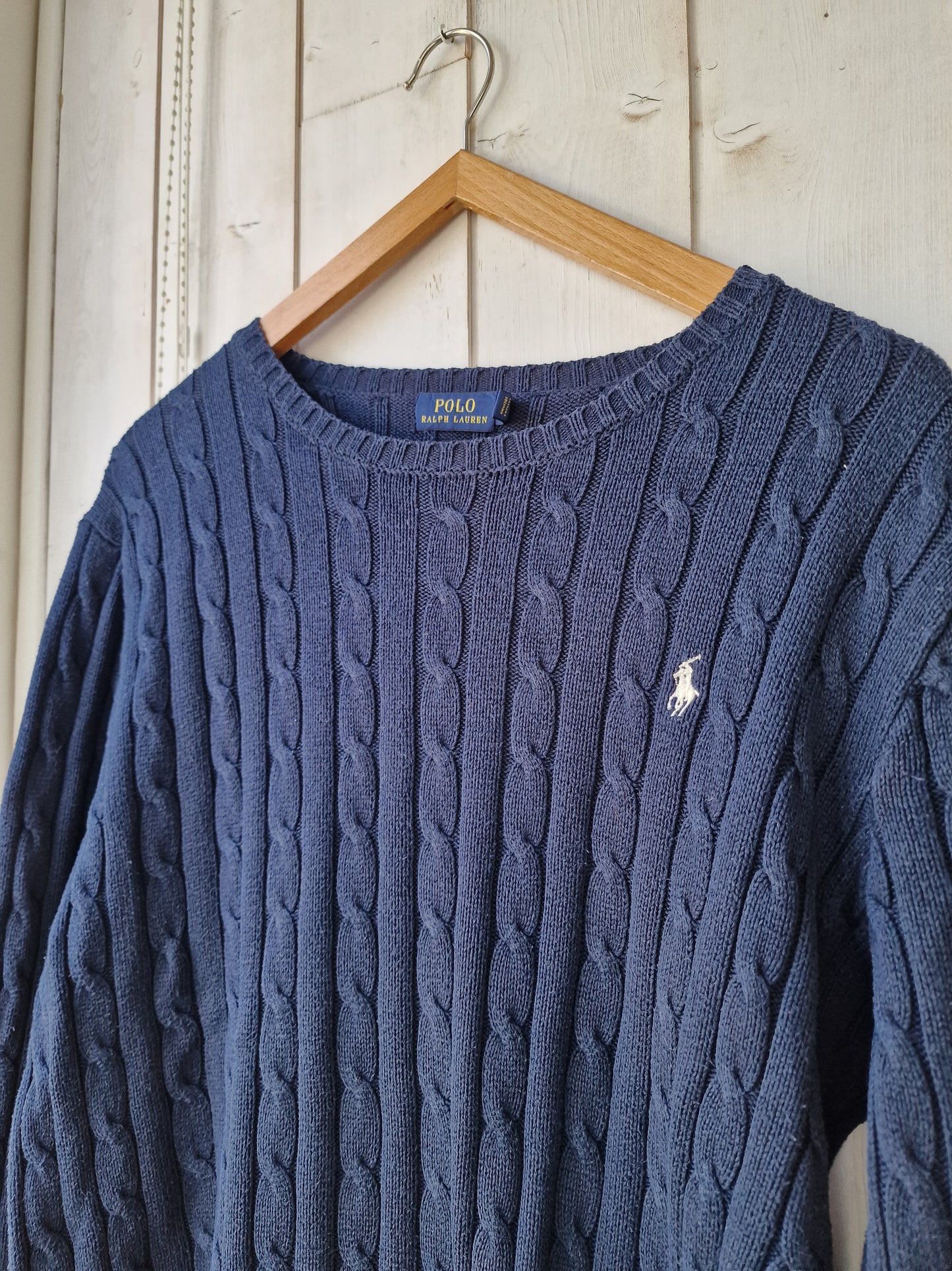 Pull en maille torsadée marine - XL/42