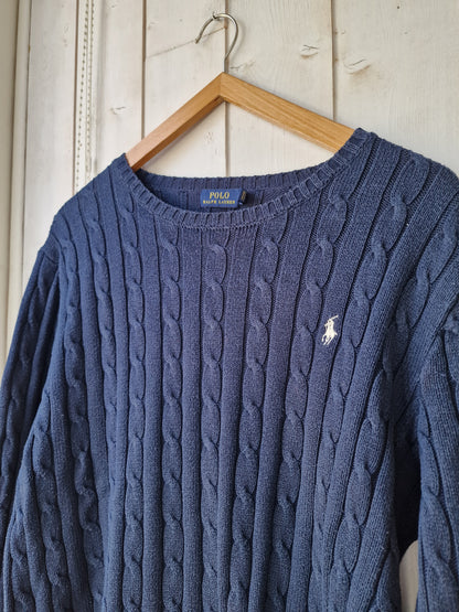 Pull en maille torsadée marine - XL/42