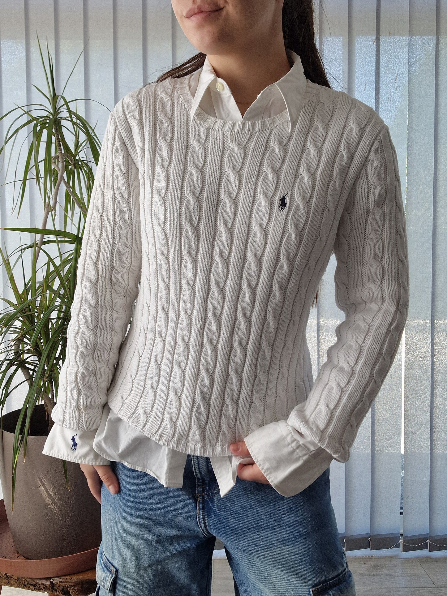 Pull en maille torsadée blanc - S/36