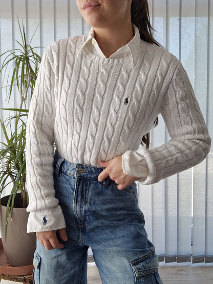 Pull en maille torsadée blanc - S/36