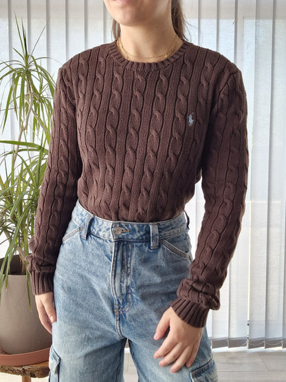 Pull en maille torsadée marron - S/36