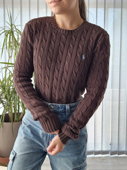 Pull en maille torsadée marron - S/36