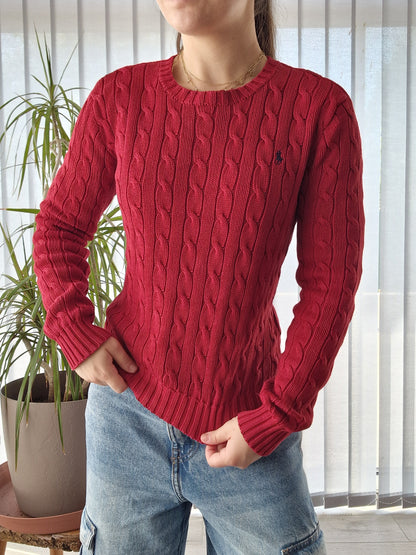 Pull en maille torsadée rouge - XS/S