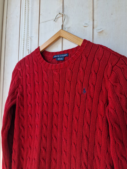 Pull en maille torsadée rouge - XS/S