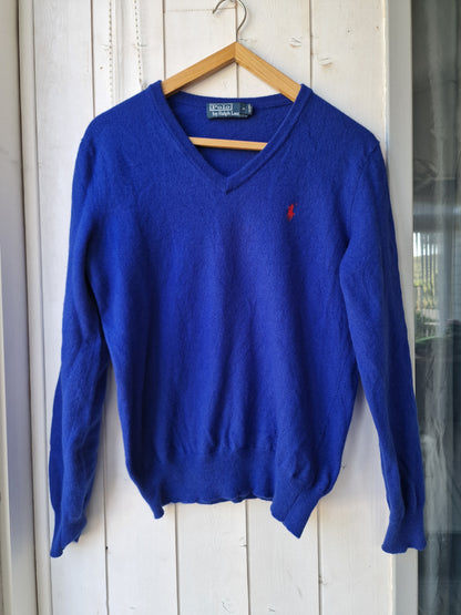 Pull col V en laine bleu électrique - XS/34