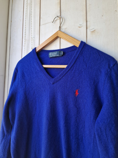 Pull col V en laine bleu électrique - XS/34