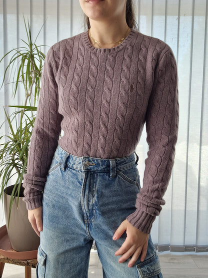 Pull en maille torsadée mauve - XS/S