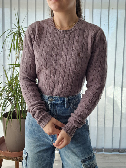 Pull en maille torsadée mauve - XS/S