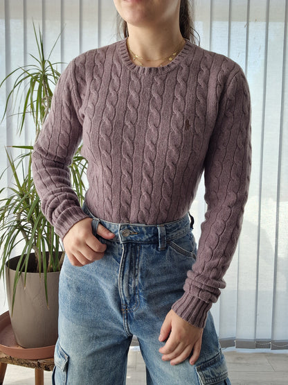 Pull en maille torsadée mauve - XS/S