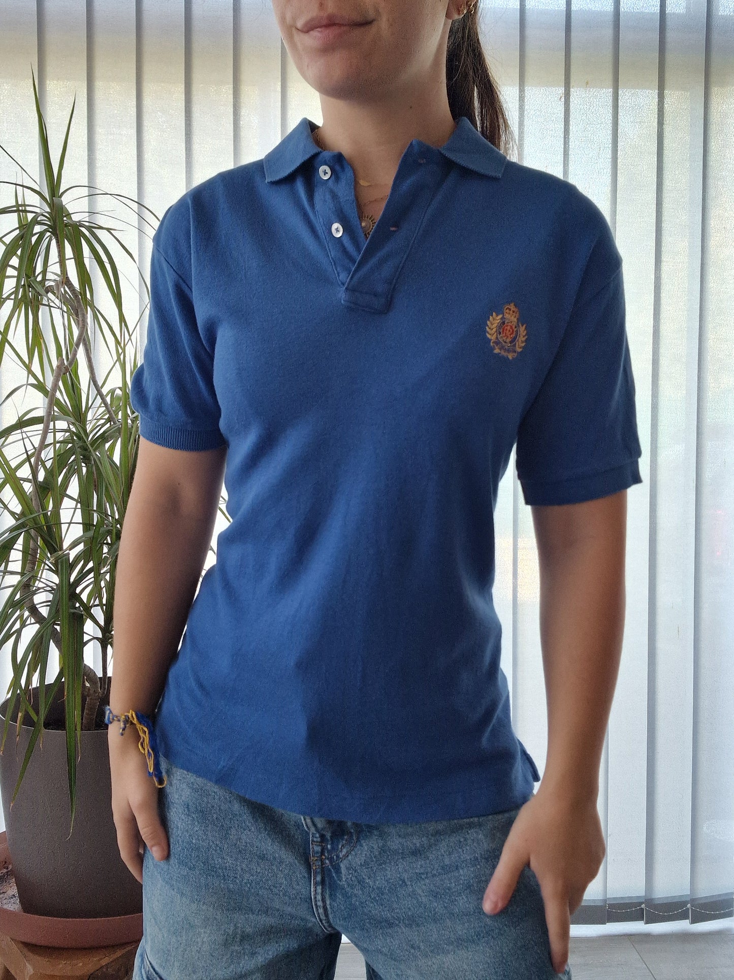 Polo bleu brodé Ralph Lauren - S/36