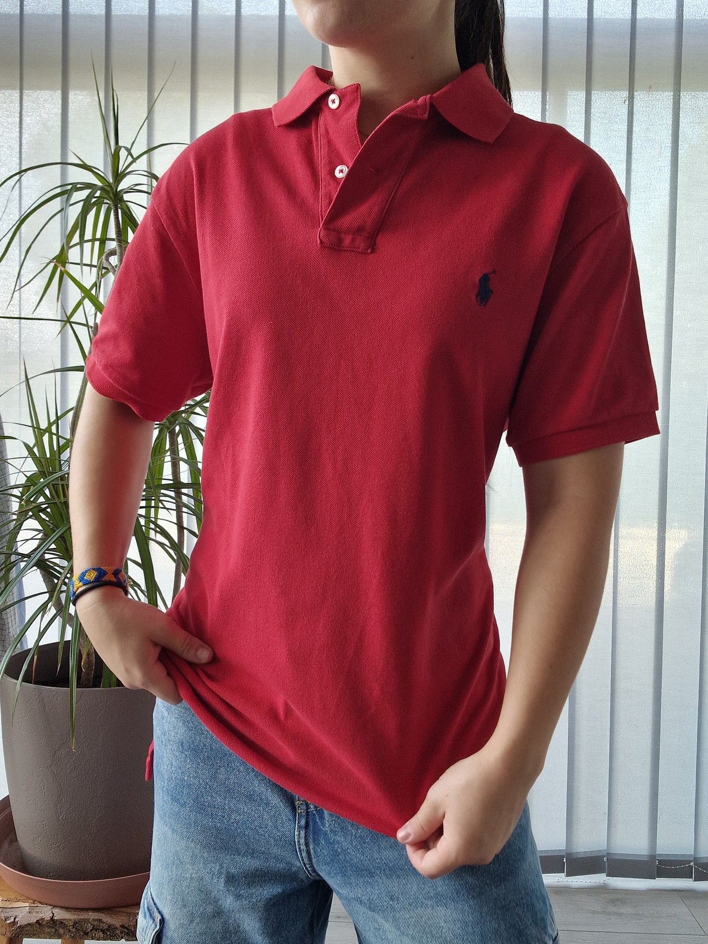 Polo MIXTE custom fit rouge - M/38