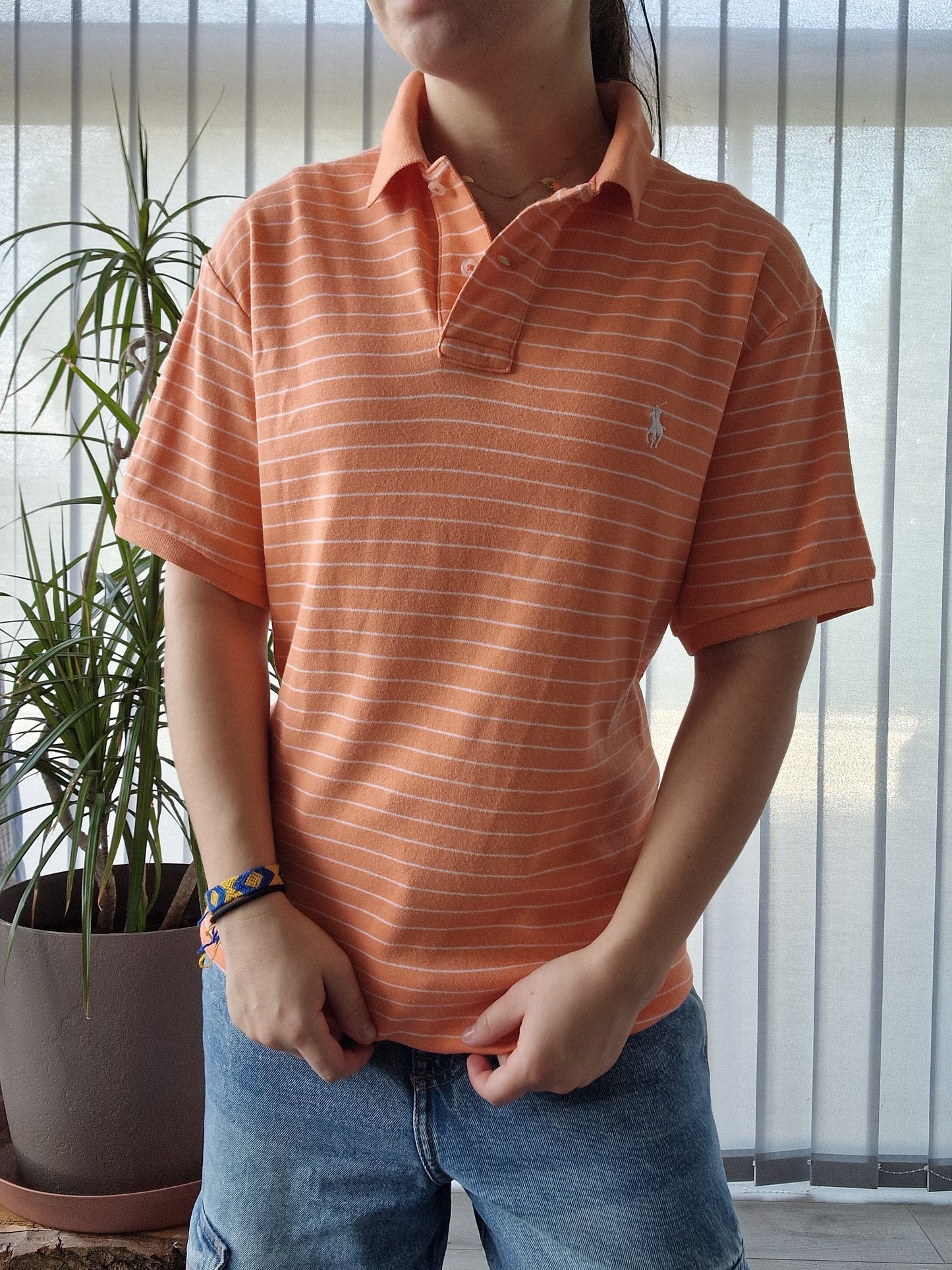 Polo MIXTE orange à rayures Ralph Lauren - M/38