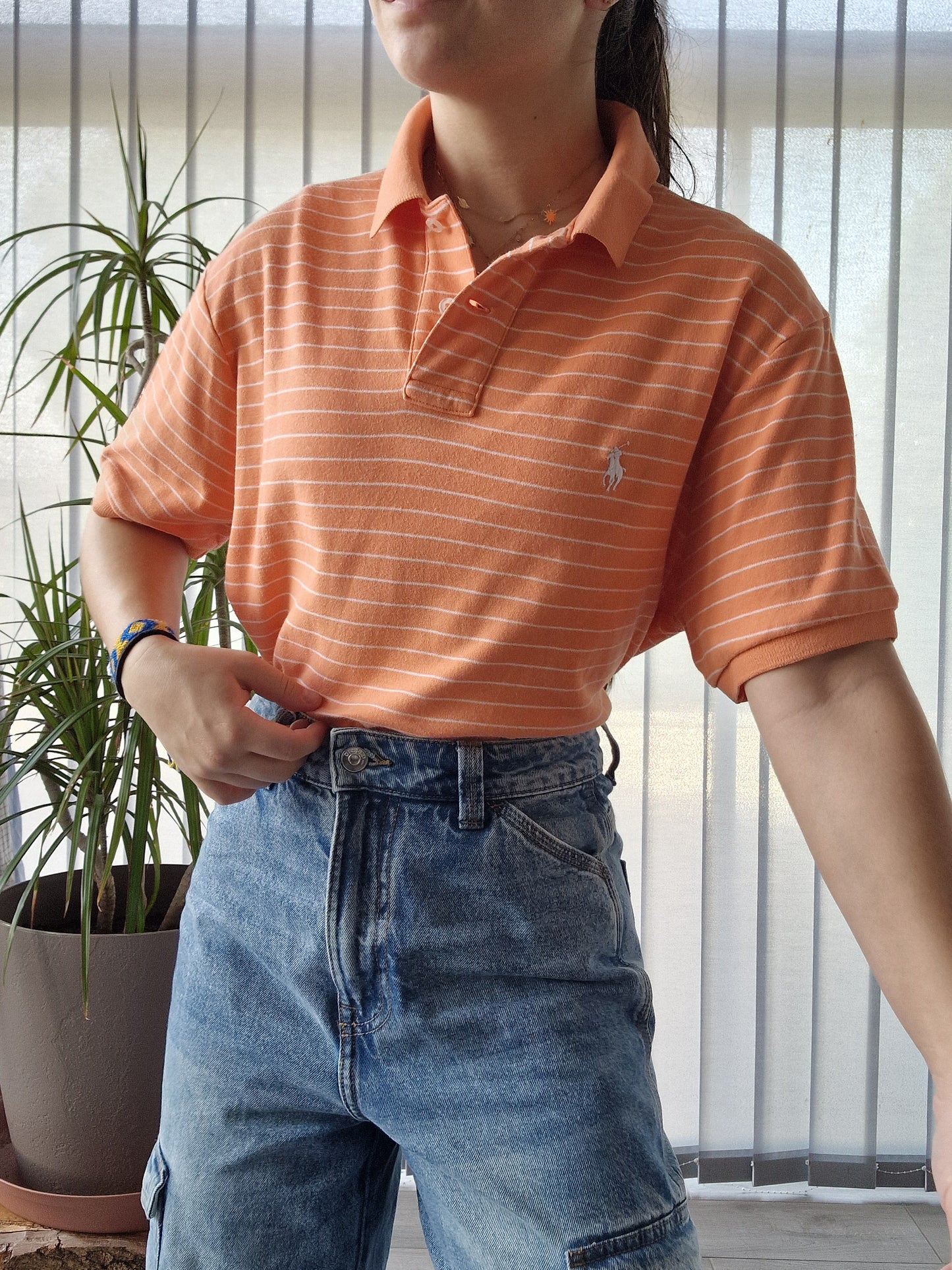 Polo MIXTE orange à rayures Ralph Lauren - M/38