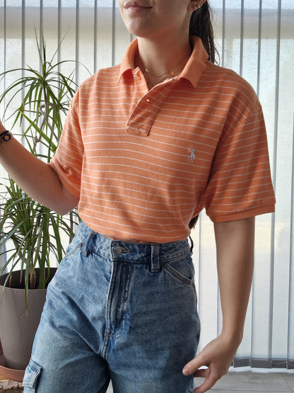 Polo MIXTE orange à rayures Ralph Lauren - M/38